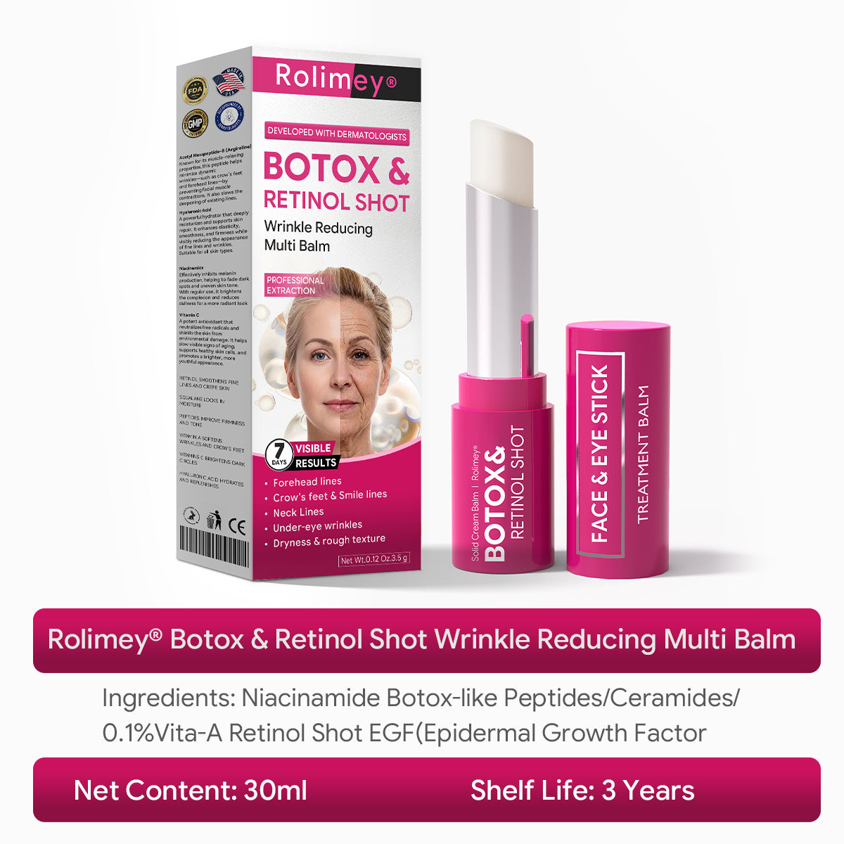 👨‍⚕️Made and shipped from USA 💫Rolimey® Botox & Retinol Shot Wrinkle Reducing Multi Balm - Last Day Promotion 70% OFF