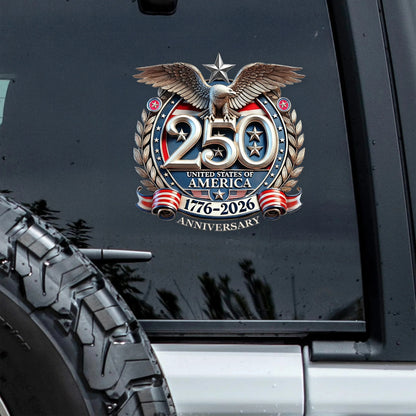 Frolunora® United States 250th Anniversary Car Sticker - Eagle 1776-2026 Car Window Decal