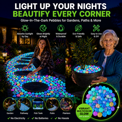 ✨Glow Anywhere – 200PCS Colorful Glow-in-the-Dark Garden Stones for Magical Night Paths