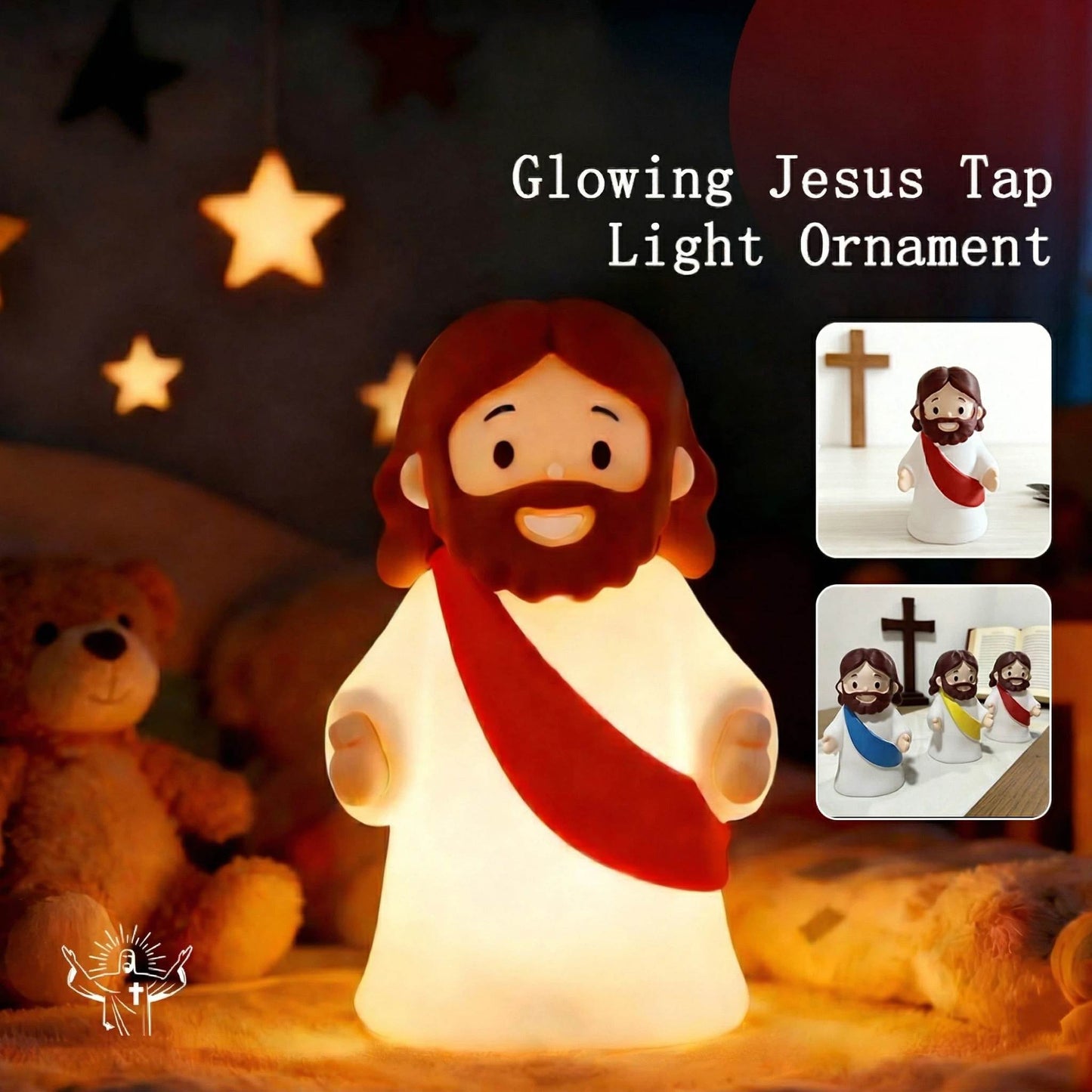 Frolunora® Glowing Jesus Tap Light Easter Ornament: Merge Playful Charm with His Care