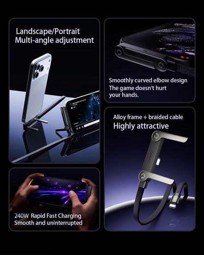 Frolunora® 2-in-1 Invisible Holder Charger Cable - 240W Super Fast Charging Cord with Built-In Phone Stand