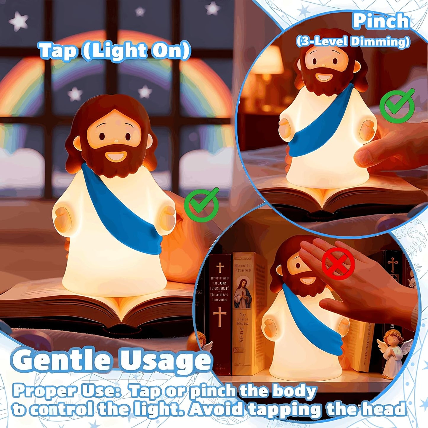 Frolunora® Glowing Jesus Tap Light Easter Ornament: Merge Playful Charm with His Care
