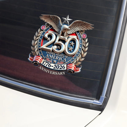 Frolunora® United States 250th Anniversary Car Sticker - Eagle 1776-2026 Car Window Decal
