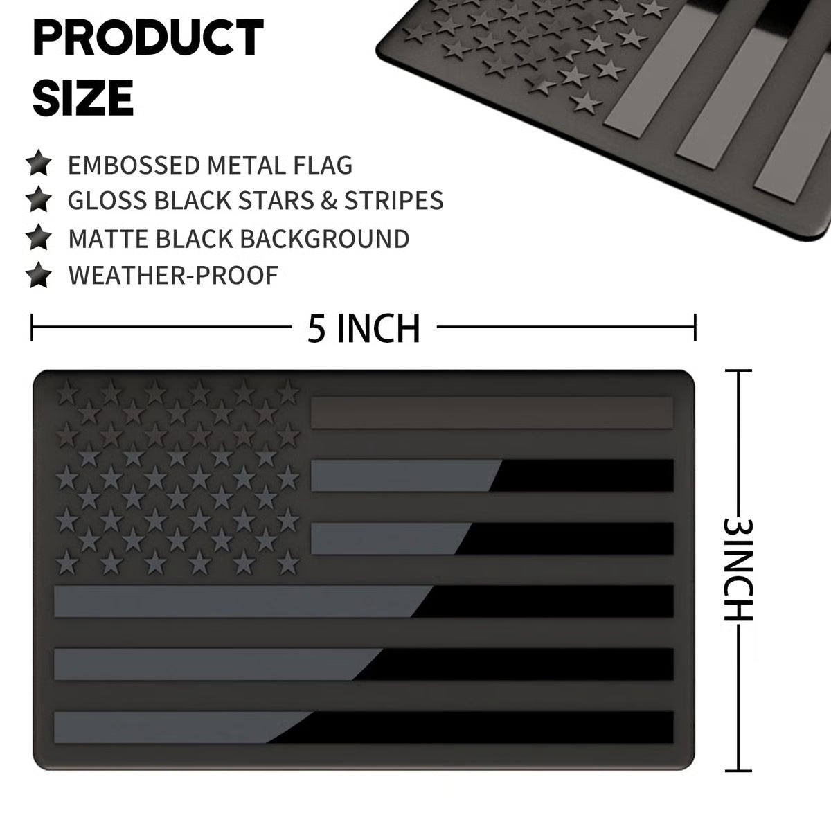 Frolunora® 3D All-Black American Flag Emblem Decal