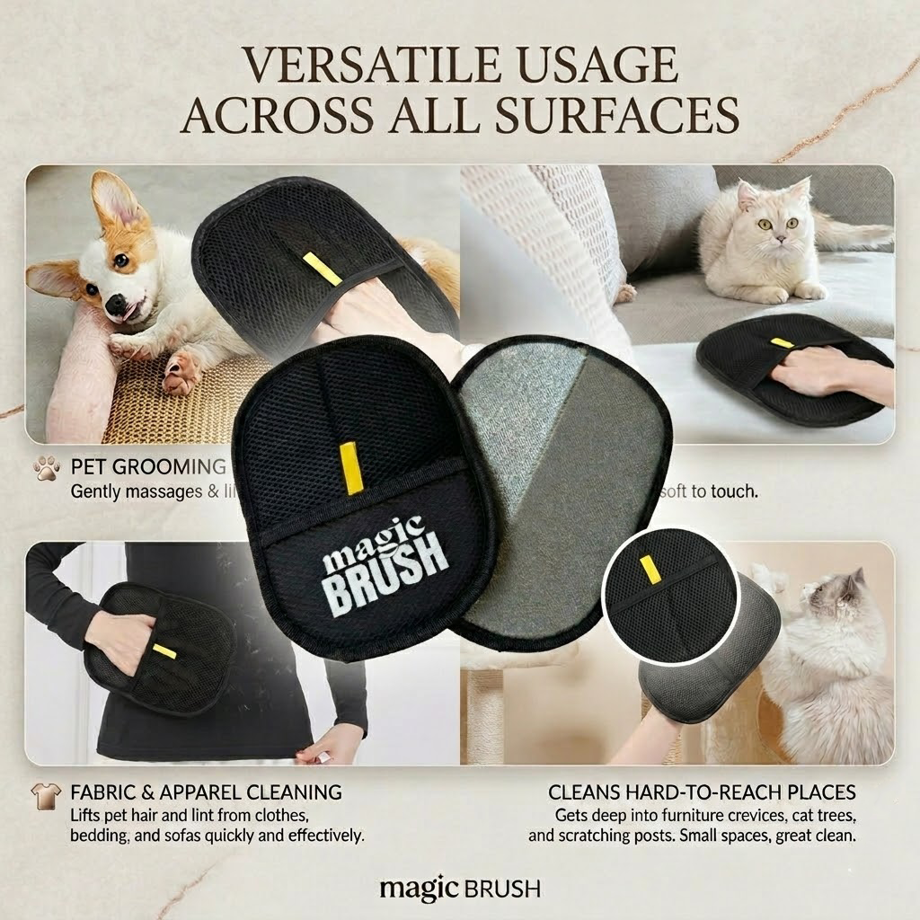 Reusable Pet Hair Remover Mitt – Professional Magic Brush for Furniture, Couch, and Clothing