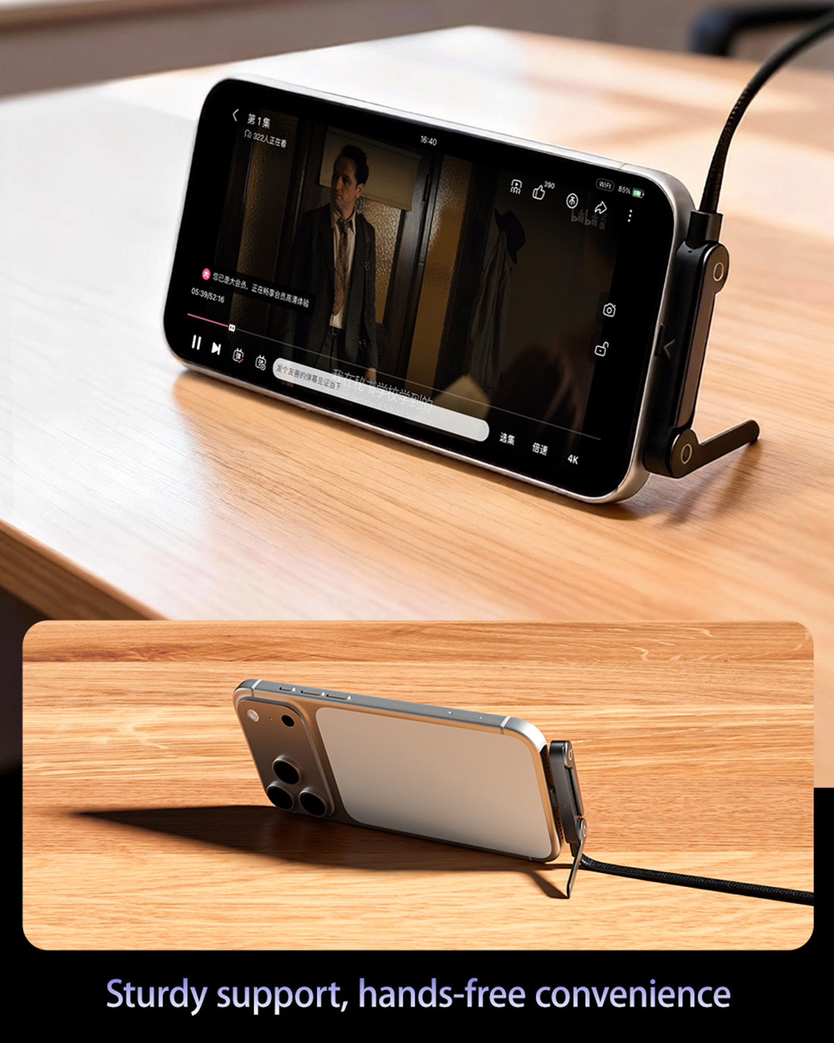 Frolunora® 2-in-1 Invisible Holder Charger Cable - 240W Super Fast Charging Cord with Built-In Phone Stand