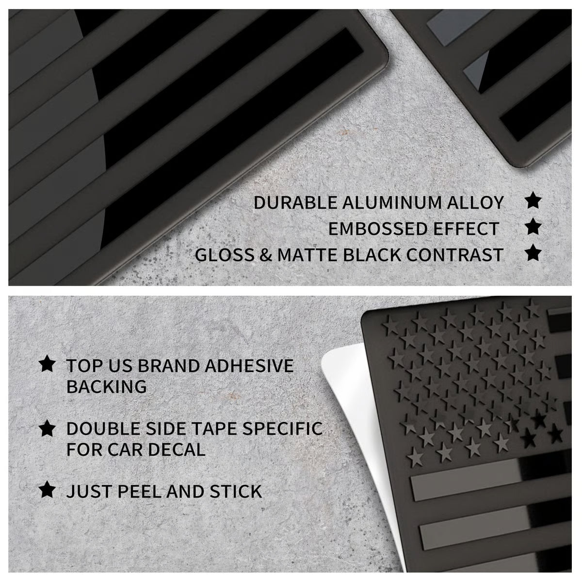 Frolunora® 3D All-Black American Flag Emblem Decal