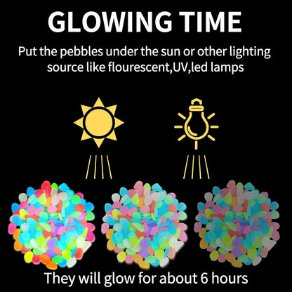 ✨Glow Anywhere – 200PCS Colorful Glow-in-the-Dark Garden Stones for Magical Night Paths