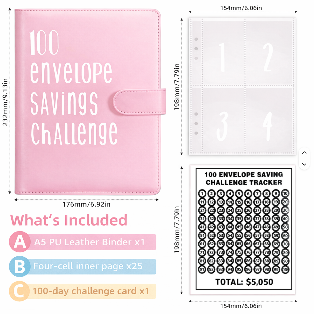 Frolunora®  100 Envelope Savings Challenge Book